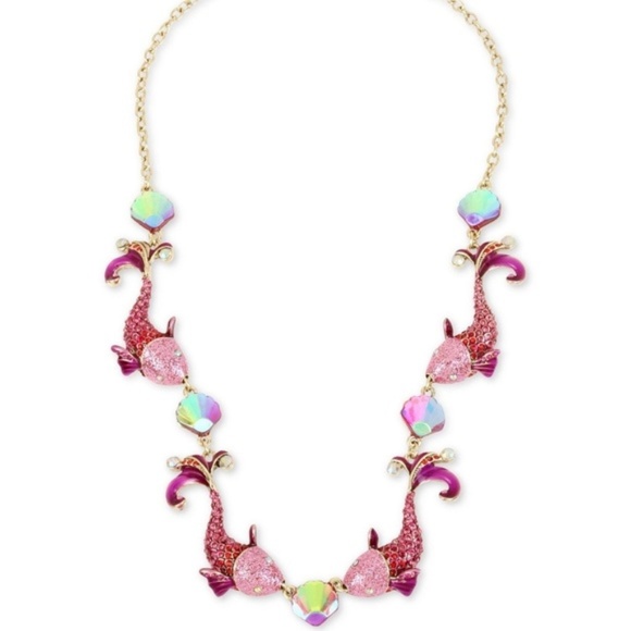 Betsey Johnson CRYSTAL GLITTER REEF FISH NECKLACE - Picture 3 of 5
